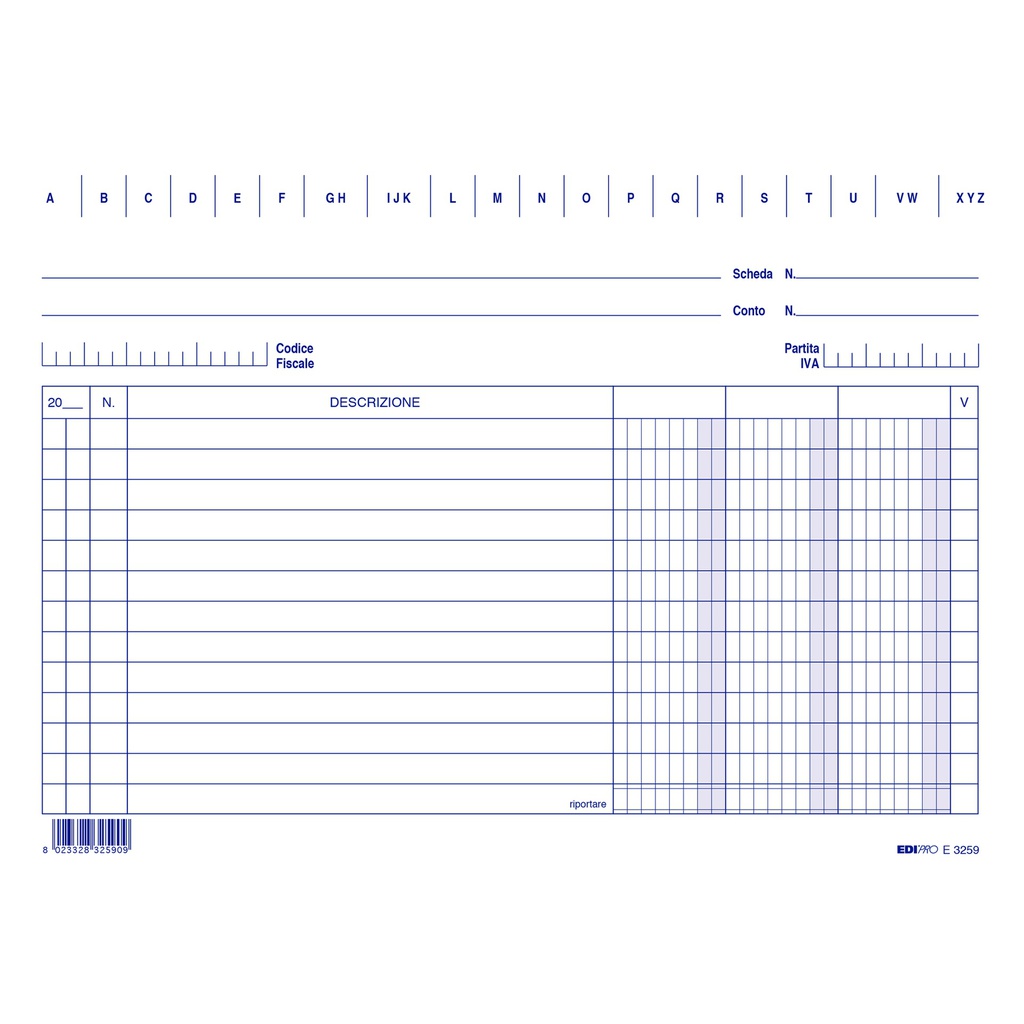 100 SCHEDE 3 COLONNE ORIZZONTALE 15X21CM E3259 EDIPRO
