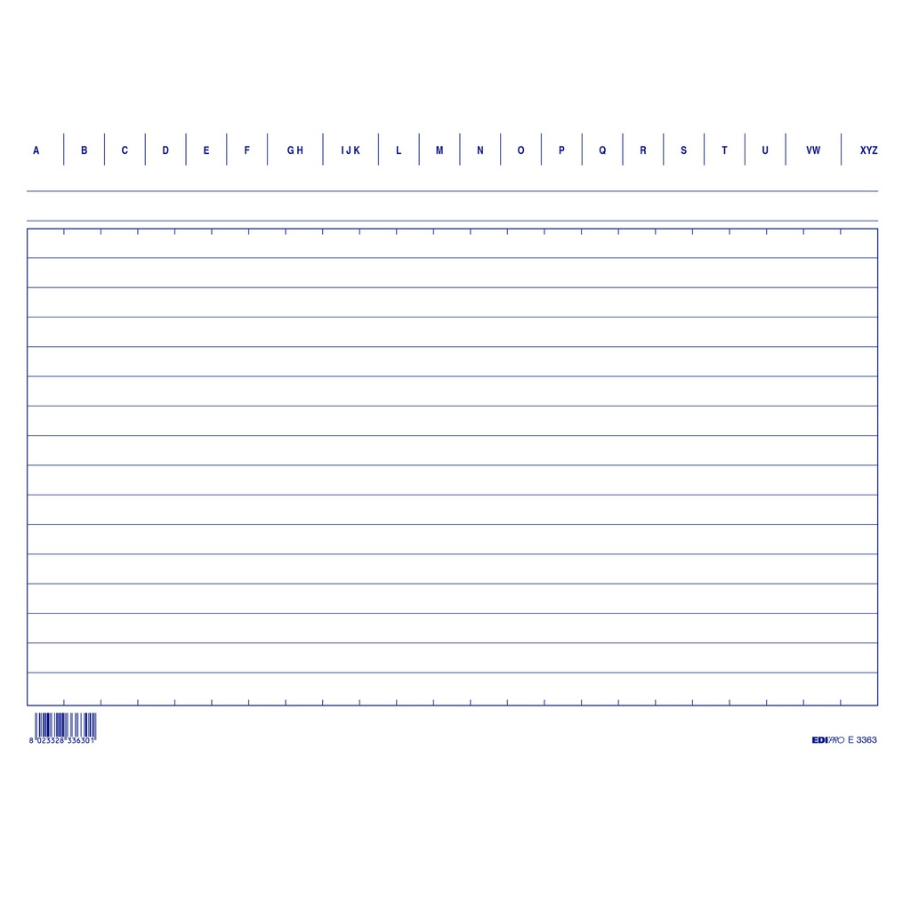 100 SCHEDE RIGATE 17X24CM ORIZZONTALE E3363BL EDIPRO
