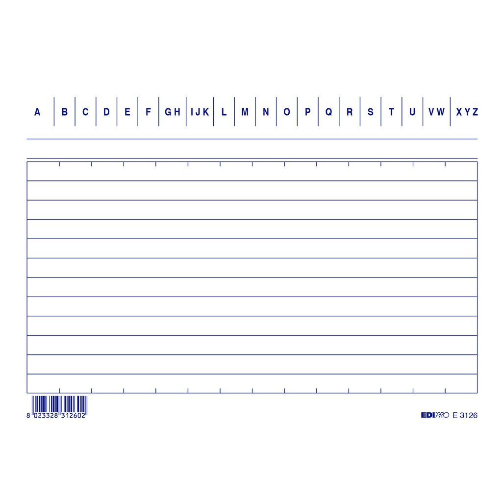 100 SCHEDE RIGATE ORIZZONTALE 10.5X15CM E3126BL EDIPRO