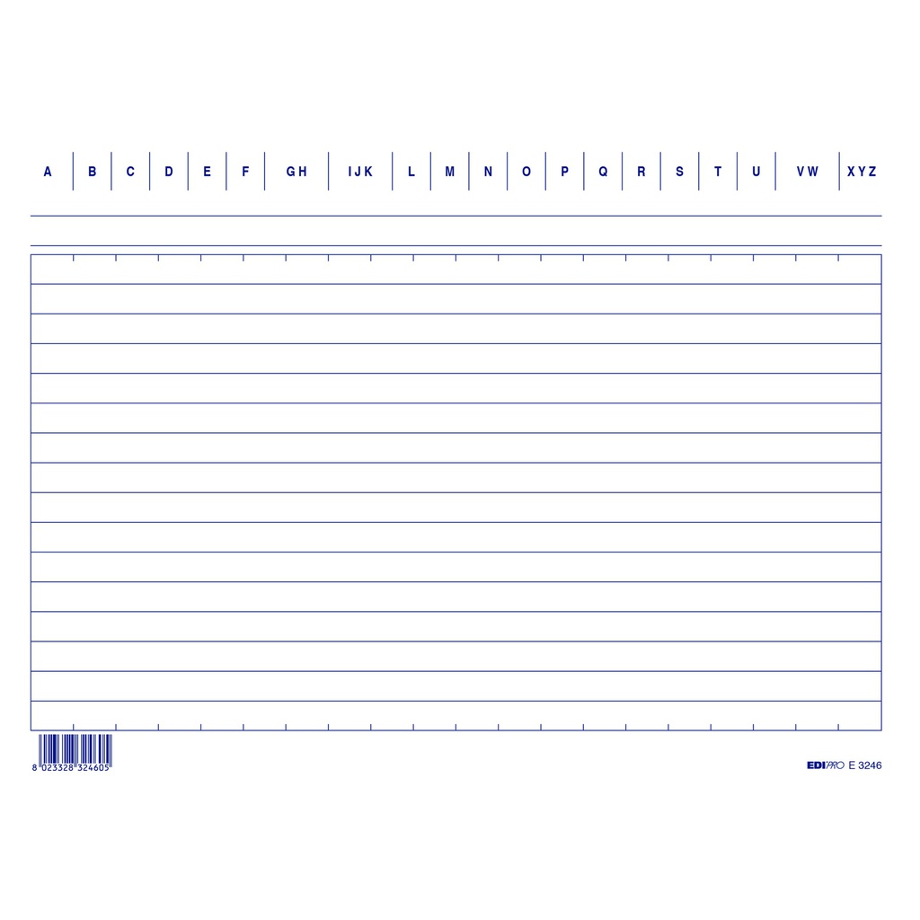 100 SCHEDE RIGATE ORIZZONTALE 15X21CM E3246BL EDIPRO