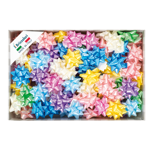 100 stelle nastro liscio 6800 14mmxD6,5cm colori assortiti primavera Brizzolari