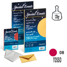 10 buste SPECIAL EVENTS METAL 120gr 110x220mm rosso FAVINI