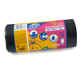 10 sacchi immondizia 43mic 70X110 120Lt nero Logex