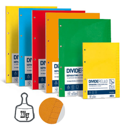 10 separatori in cartoncino colorato 220gr 16x21cm DIVIDERELLO FAVINI