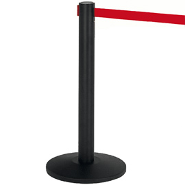 1 COLONNINA SEGNAPERCORSO NERA con nastro 200cm ROSSO ALFA