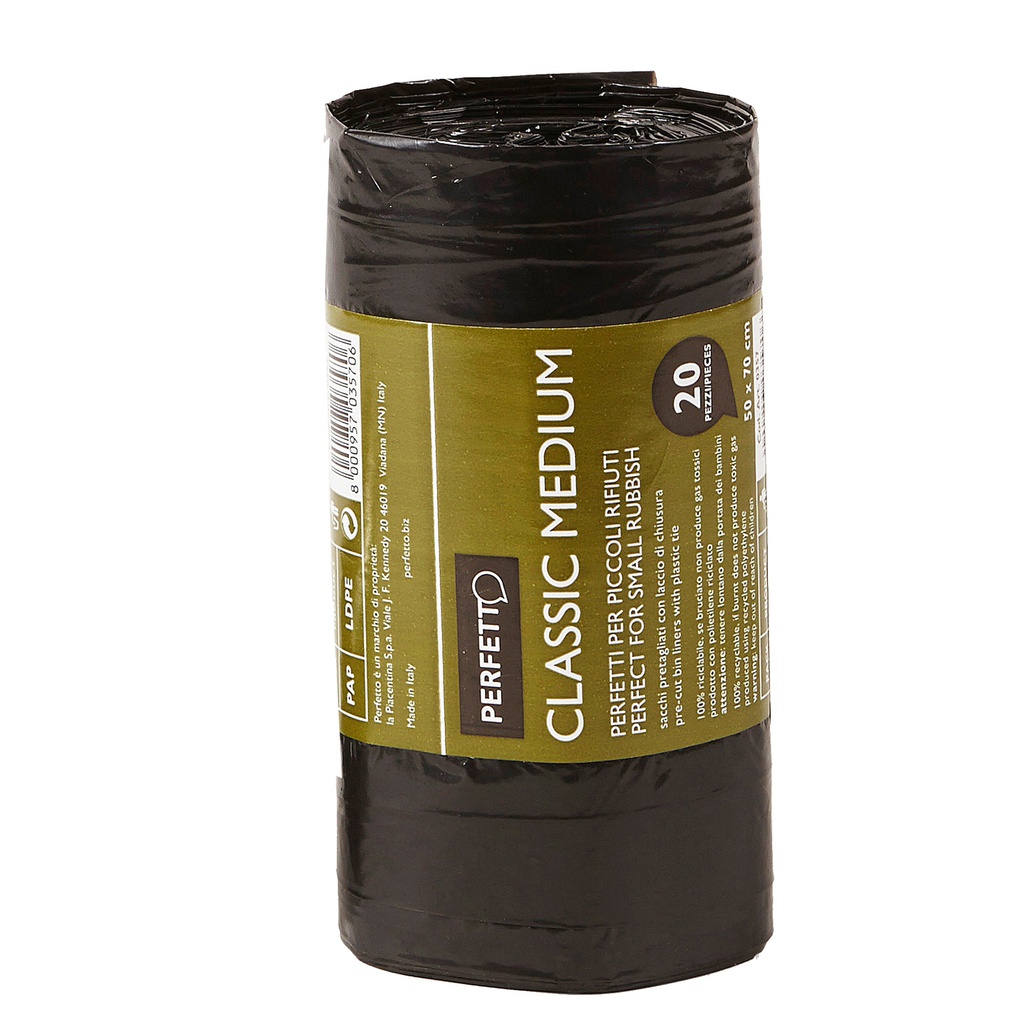 20 SACCHI RIFIUTI 55X70CM-45Lt 10mic NERO Classic