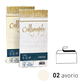 25 buste CALLIGRAPHY LINO 120gr 110x220mm avorio FAVINI