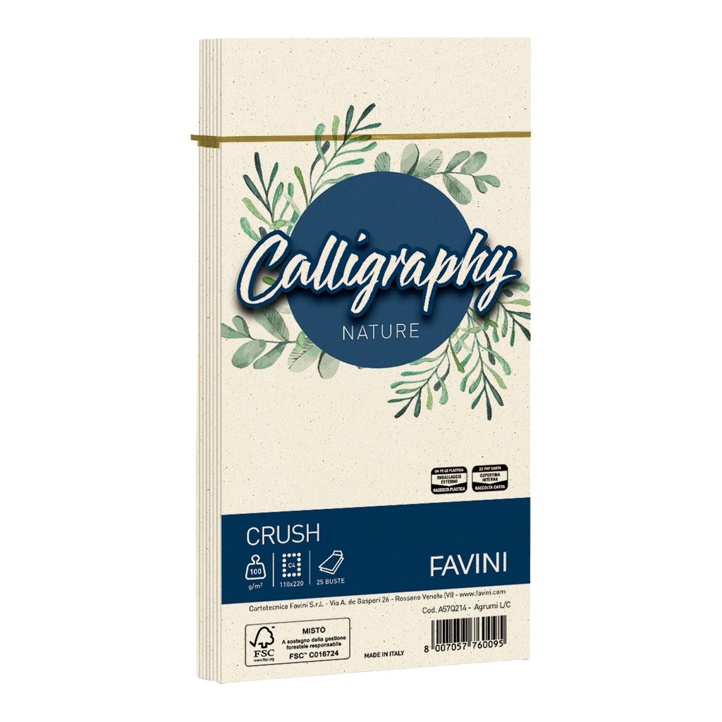 25 buste Calligraphy Nature CRUSH 100gr 110x220mm agrumi FAVINI