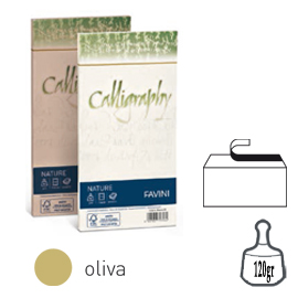 25 buste Calligraphy Nature CRUSH 120gr 110x220mm oliva FAVINI