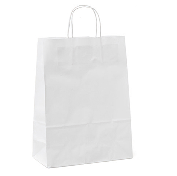 25 shoppers carta CM 22x10x29cm bianco neutro cordino