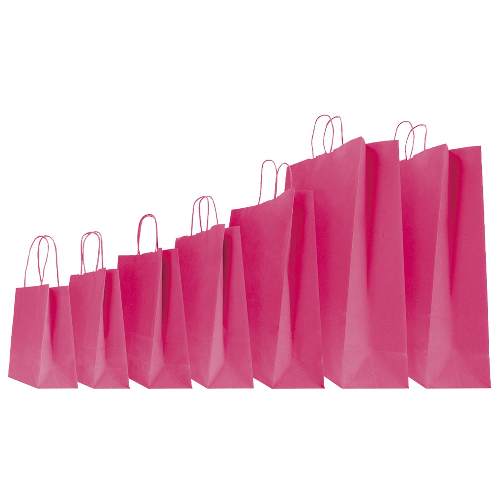 25 SHOPPERS CARTA KRAFT 22X10X29CM TWISTED MAGENTA