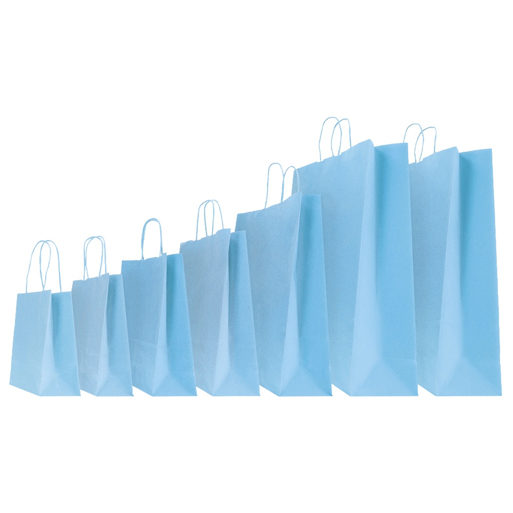 25 shoppers carta kraft 22x10x29cm twisted azzurro