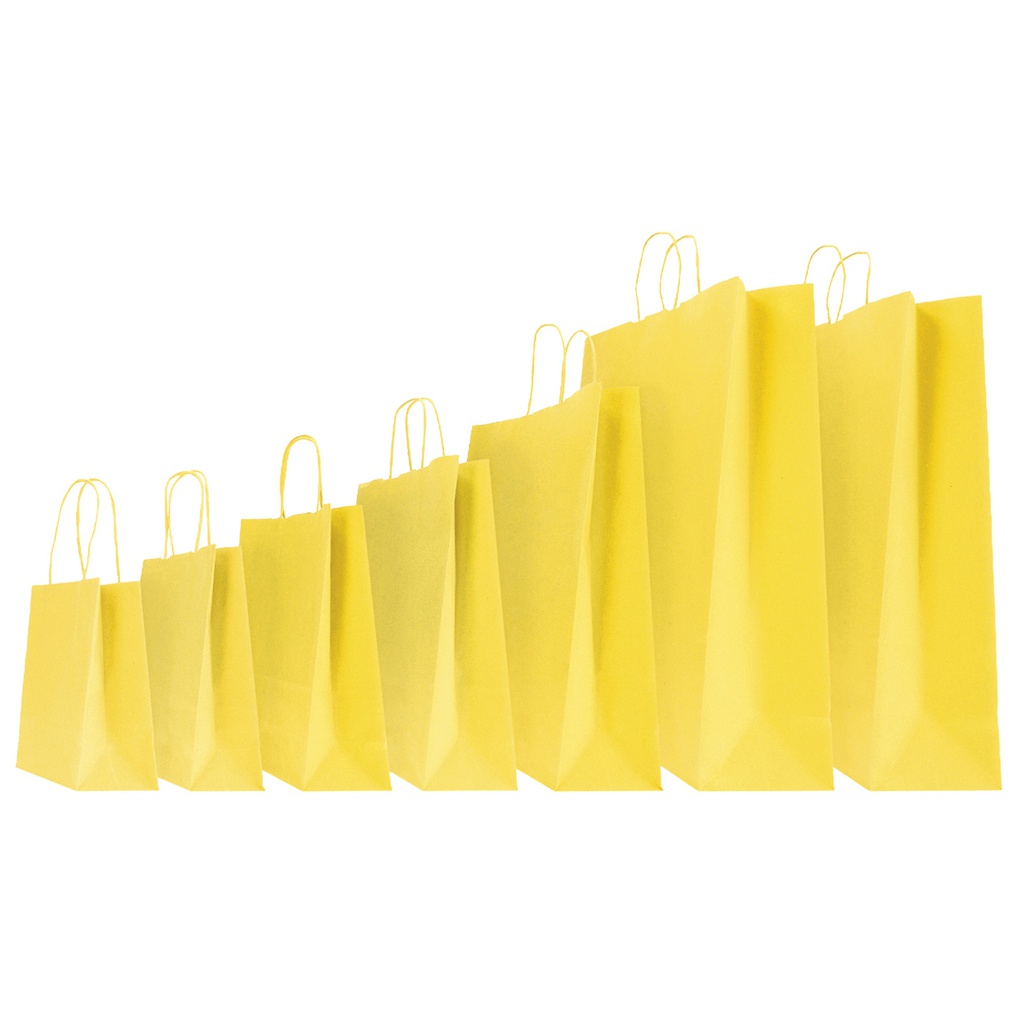 25 SHOPPERS CARTA KRAFT 36x12x41cm TWISTED giallo