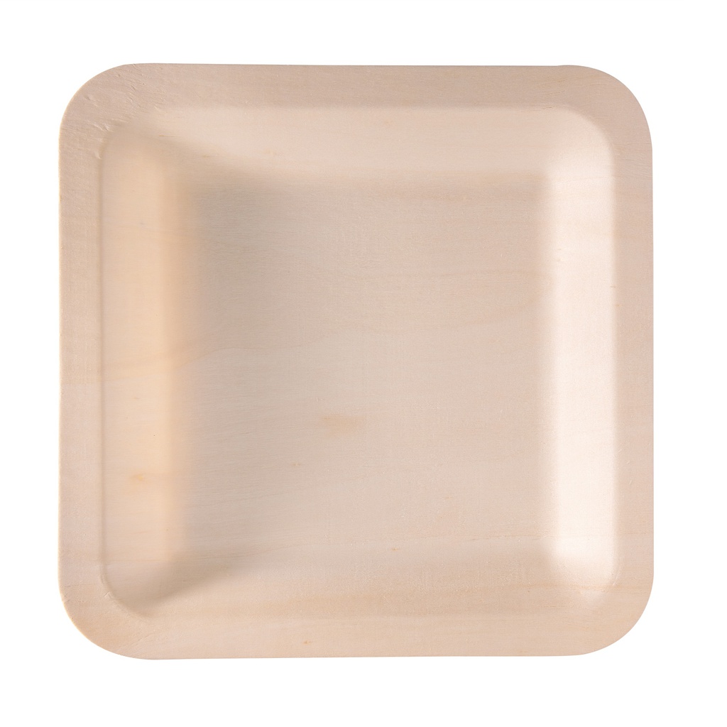 50 Piatti monouso in legno quadrati 21,5 x 21,5cm Signor Bio (Delist