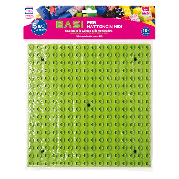 5 basi per costruzioni Midi 25x25cm in colori assortiti CWR