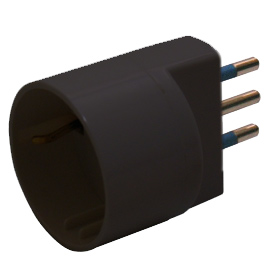 ADATTATORE SEMPLICE NERO CON SPINA 2P+T 16A - PRESA SCHUKO 16A