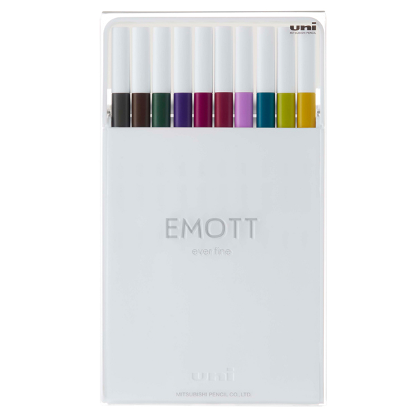 ***Astuccio 10 fineliner EMOTT tratto 0.4mm col. ass. Calmtone Dark Uni Mitsubishi