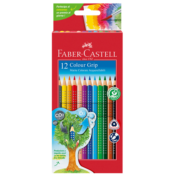 ***Astuccio 12 pastelli colorati acquerellabili Color Grip Faber Castell