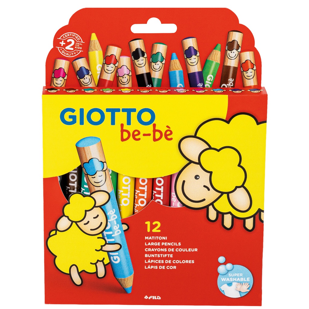 Astuccio 12 supermatitoni lavabili c/temperino GIOTTO BeBE'