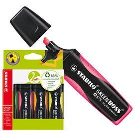 ASTUCCIO 4 EVIDENZIATORE STABILO® GREEN BOSS® 83recycled assortiti