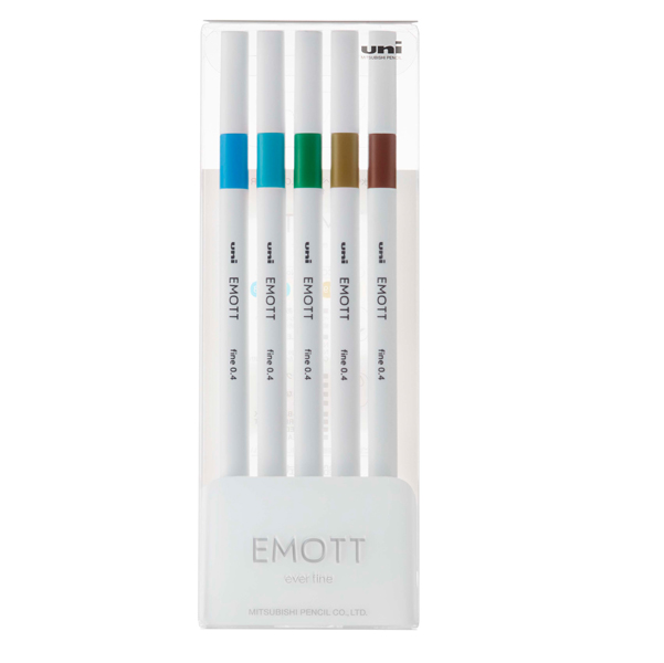 ***Astuccio 5 fineliner EMOTT tratto 0.4mm colori ass. Island Uni Mitsubishi