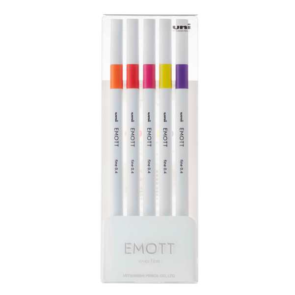 ***Astuccio 5 fineliner EMOTT tratto 0.4mm colori ass. Passion Uni Mitsubishi