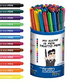 Barattolo 50 pz pennarelli Tratto Pen colori assortiti