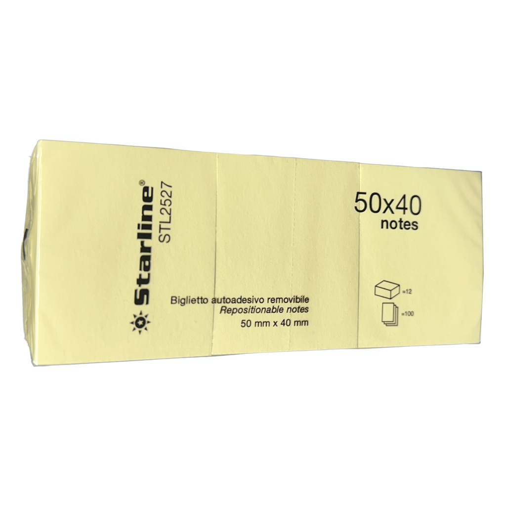 BLOCCHETTO BIGLIETTI ADESIVI GIALLO 50X40mm 100fg 70gr Starline