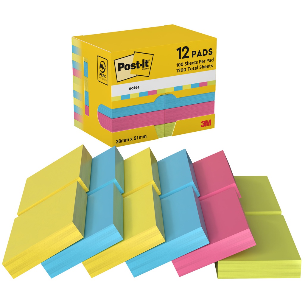 BLOCCO 100foglietti Post-it® 38x51mm 653-TFEN ENERGY 72GR ASSORTITO