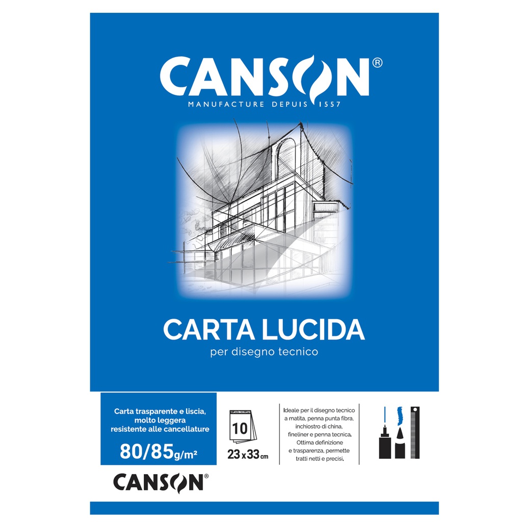 BLOCCO CARTA LUCIDA MANUALE 230x330mm 10FG 80GR CANSON
