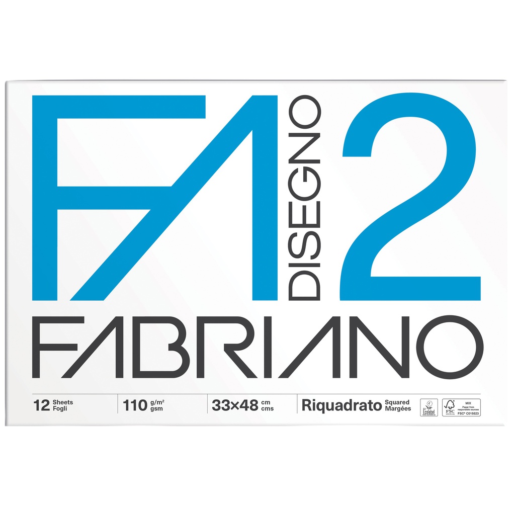BLOCCO FABRIANO2 (33X48CM 12FG 110GR LISCIO SQUADRATO COLLATO