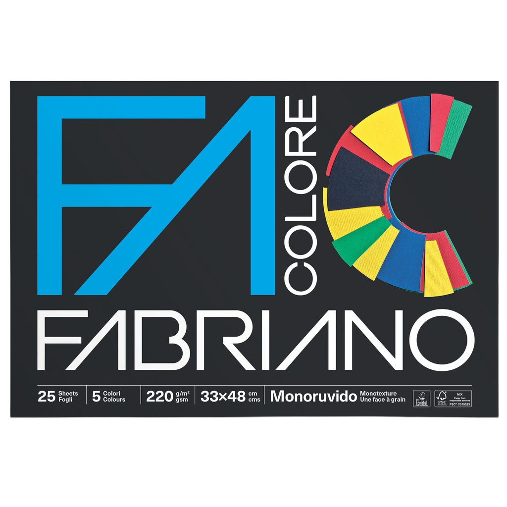 BLOCCO FACOLORE (33X48CM 25FG 220GR 5 COLORI FABRIANO
