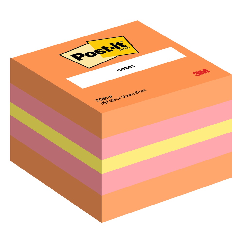 BLOCCO MINICUBO 400foglietti Post-it® 51x51mm 2051-P MELONE/ROSA GUAVA