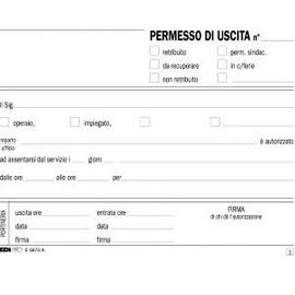 BLOCCO PERMESSO USCITA 50/50 FOGLI AUTORIC. 9,9X17CM E5673A
