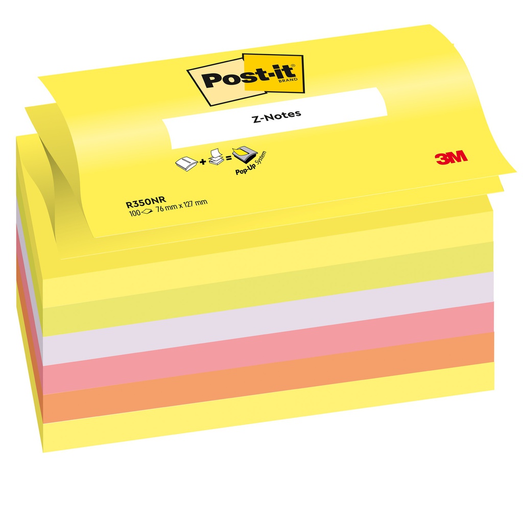 BLOCCO Post-it® Super Sticky Z-Notes 76x127mm 100fg R350NR ASSORT.NEON