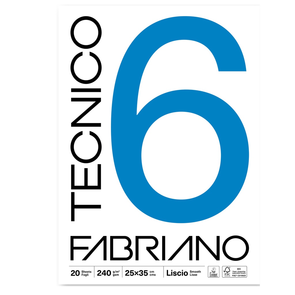 BLOCCO TECNICO 6 25x35cm 20fg 240gr liscio FABRIANO