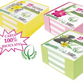 BOX COLORATO C/FOGLIETTI CARTA 100 RICICLATA 10X10X5CM IKONA+