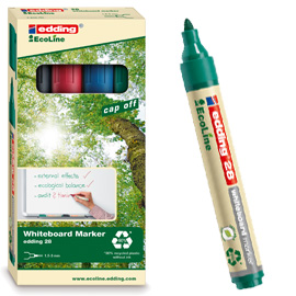 BUSTA 4 MARCATORE PER LAVAGNE BIANCHE EDDING 28 ECOLINE COL. ASSORTITI