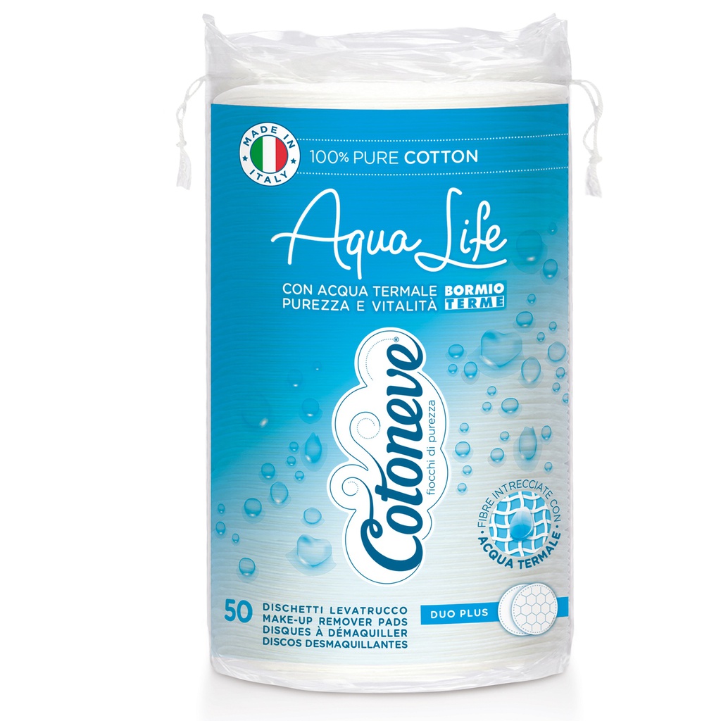 Busta da 50 dischetti levatrucco in cotone maxi tondi Cotoneve