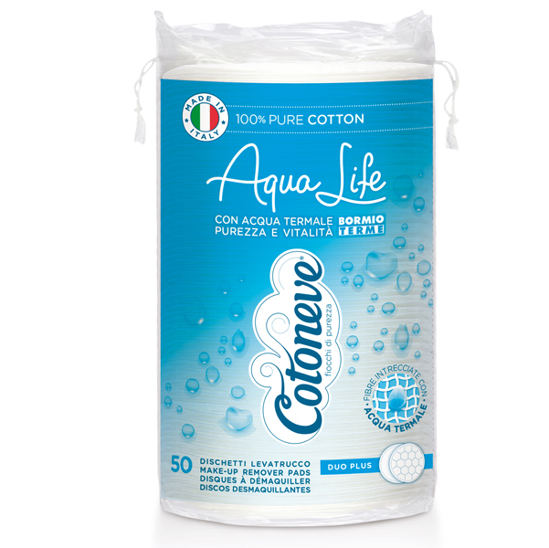 Busta da 50 dischetti levatrucco in cotone maxi tondi Cotoneve