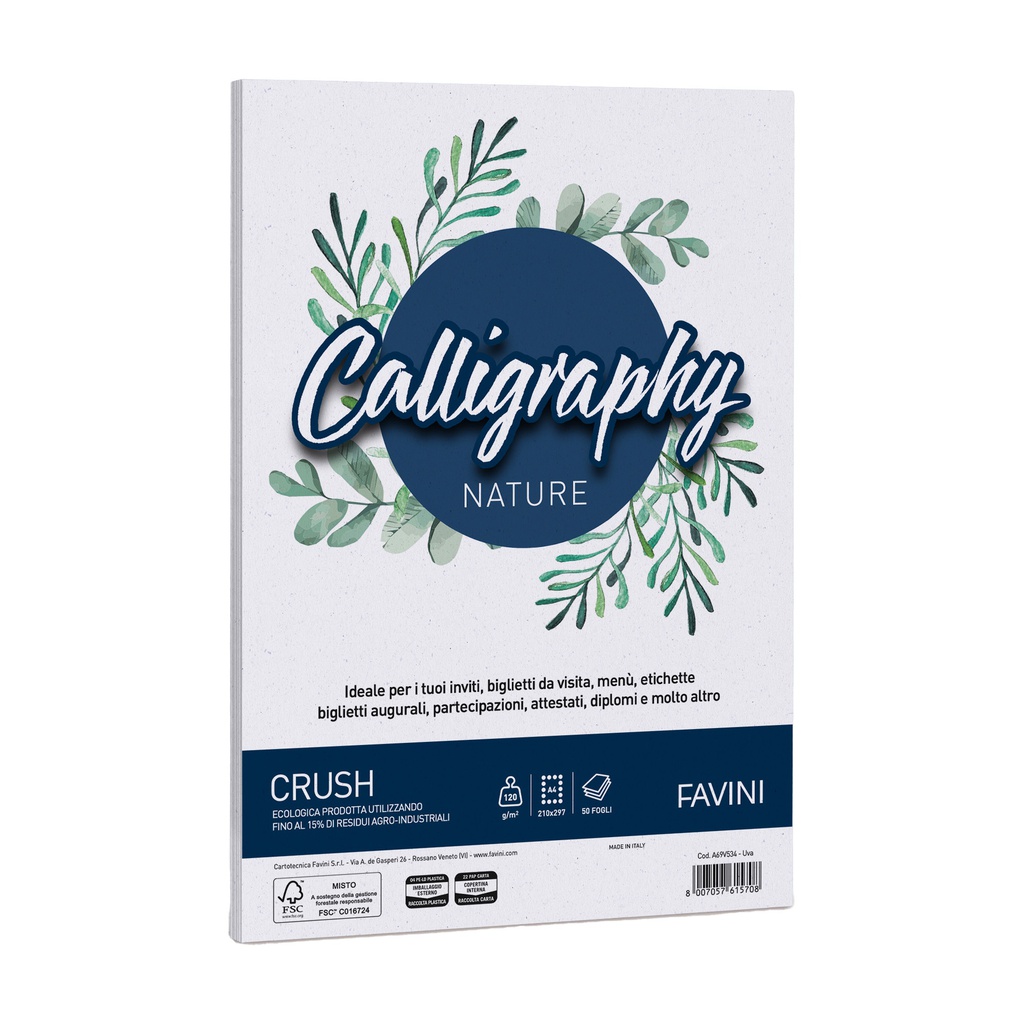 Carta Calligraphy Nature CRUSH A4 50fg 120gr uva FAVINI