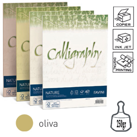 Carta Calligraphy Nature CRUSH A4 50fg 250gr oliva FAVINI