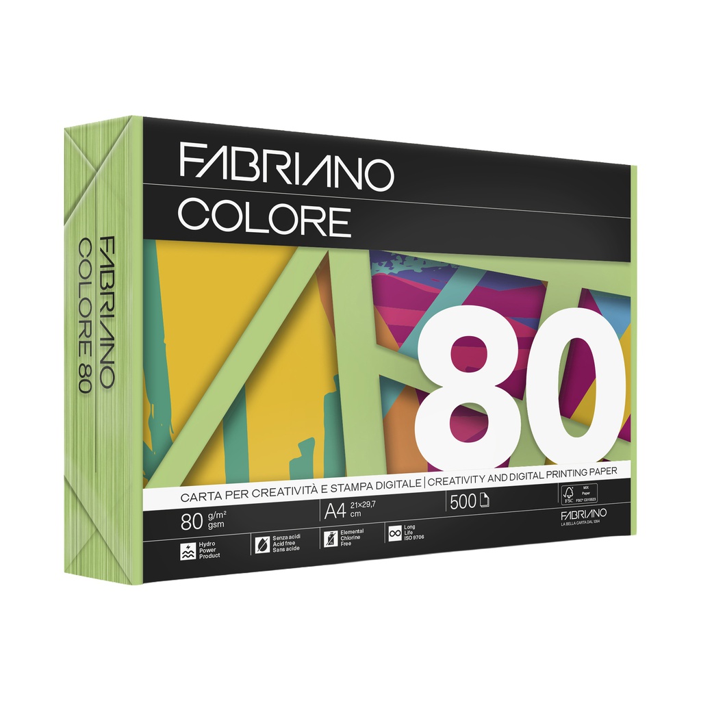 Carta Fabriano Colore A4 80GR 500FG COL.FORTI VERDE PISELLO