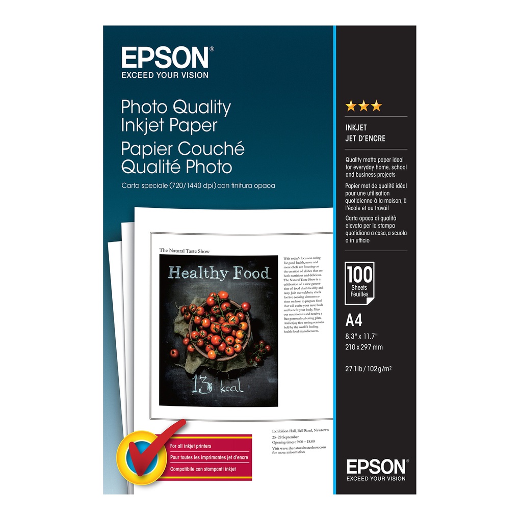 CARTA FOTOGRAFICA OPACA 100fg 102gr 210x297mm A4 720/1440dpi HQ EPSON