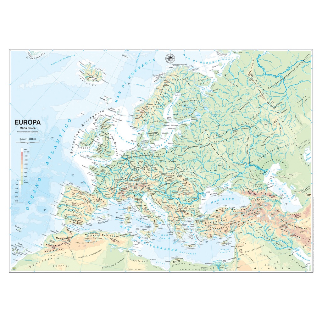 CARTA GEOGRAFICA SCOLASTICA MURALE EUROPA BELLETTI