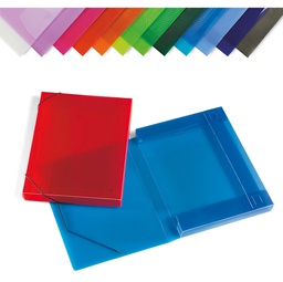 [57142] CARTELLA PPL C/ELASTICO TRASPARENTE ASSORTITI 355X265MM DORSO 30