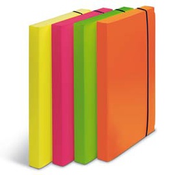 [68091] CARTELLA PROGETTO D.3cm CON ELASTICO COLORI FLUO SHOCKING FILE