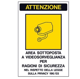 [56442] CARTELLO ADESIVO 20X30CM 'AREA SOTTOPOSTA A VIDEOSORVEGLIANZA'