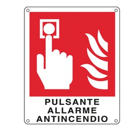 [76918] CARTELLO ALLUMINIO 12x14,5cm 'PULSANTE ALLARME ANTINCENDIO''