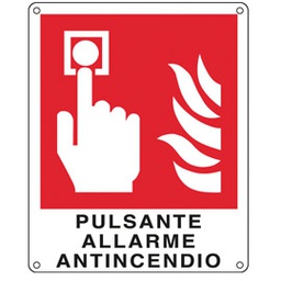 [76918] CARTELLO ALLUMINIO 12x14,5cm 'PULSANTE ALLARME ANTINCENDIO''